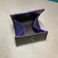 キングコブラ×紫ヌメ革の二つ折り財布　BOXコインケースセット 8枚目の画像