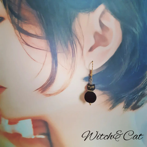 ☆❤️ 星　猫　黒ねこ　パール　ピアス　ピアス　イヤリング ☆❤️ 星猫黒ねこパールピアスピアスイヤリング