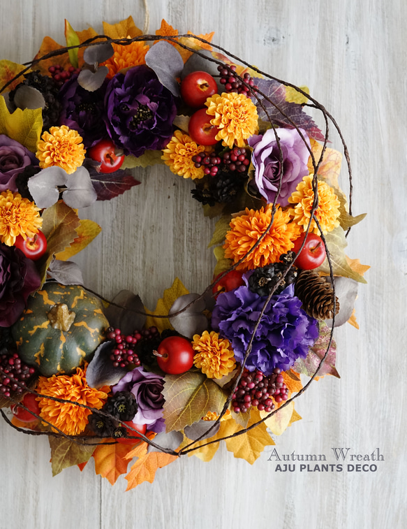 Autumn Wreath  39cm （造花） 3枚目の画像