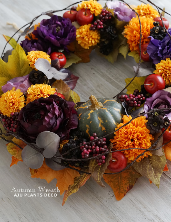 Autumn Wreath  39cm （造花） 2枚目の画像