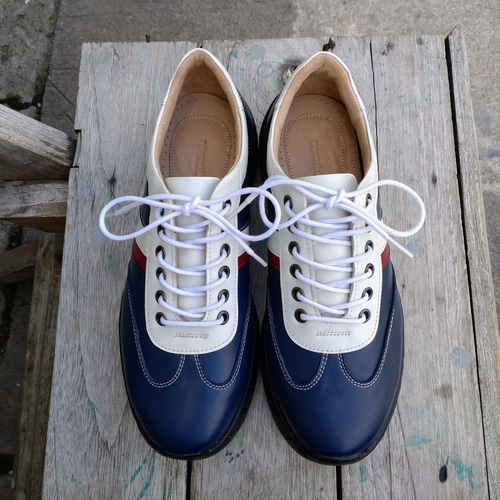 ネイビー モカシン 本革ウェッジソール BROTHER BRIDGE ブラザーブリッジ WARREN ウォーレン LOANO BLK