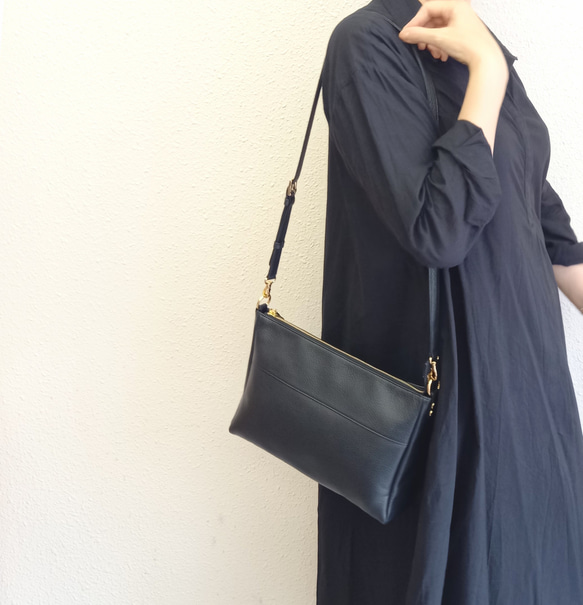 しっとり 高品質 牛革 本革 レザー 巾着 クラッチ ショルダー 14（初回  