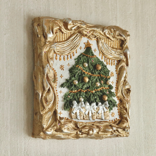 絵画。原画【かわいい猫たちはきれいなクリスマスツリーを飾った