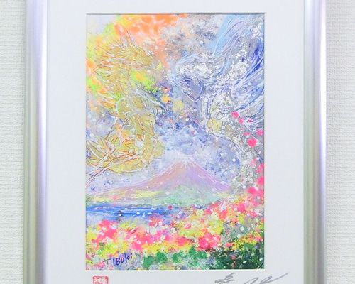 富士山　オイルパステル原画　A4サイズ 額無し　開運 お値下げ⭐️富士山／オイルパステル画／No32 絵画 original-kyo 通販