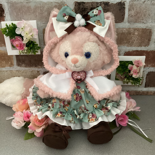 リーナベル,Sサイズ用,ダッフルケープ付花柄ドレス,パープル