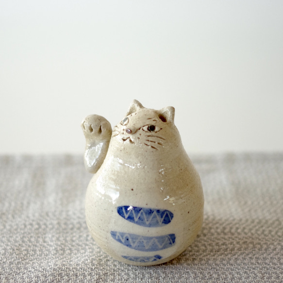かわいい招き猫 土鈴 (青） その他置物 歩夢工房 ちゃこもも 通販