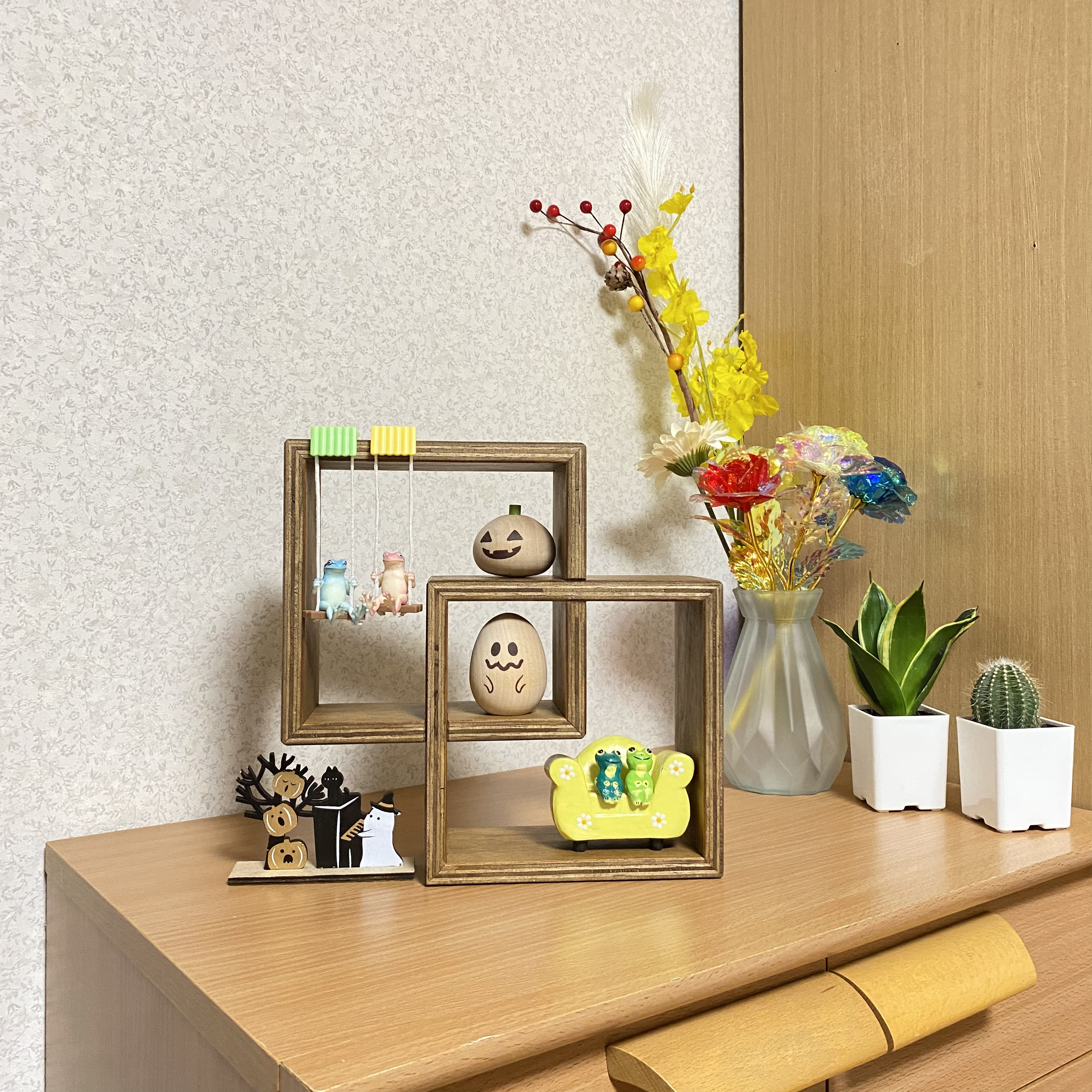 花台 飾り棚 扉額使用 写真やポスター 入れ替え可能 花台 飾り棚 扉額