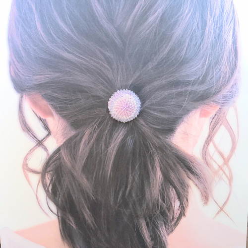 輝くガラスビーズのヘアゴム ゆめかわマーブル【受注製作】 ヘアゴム 