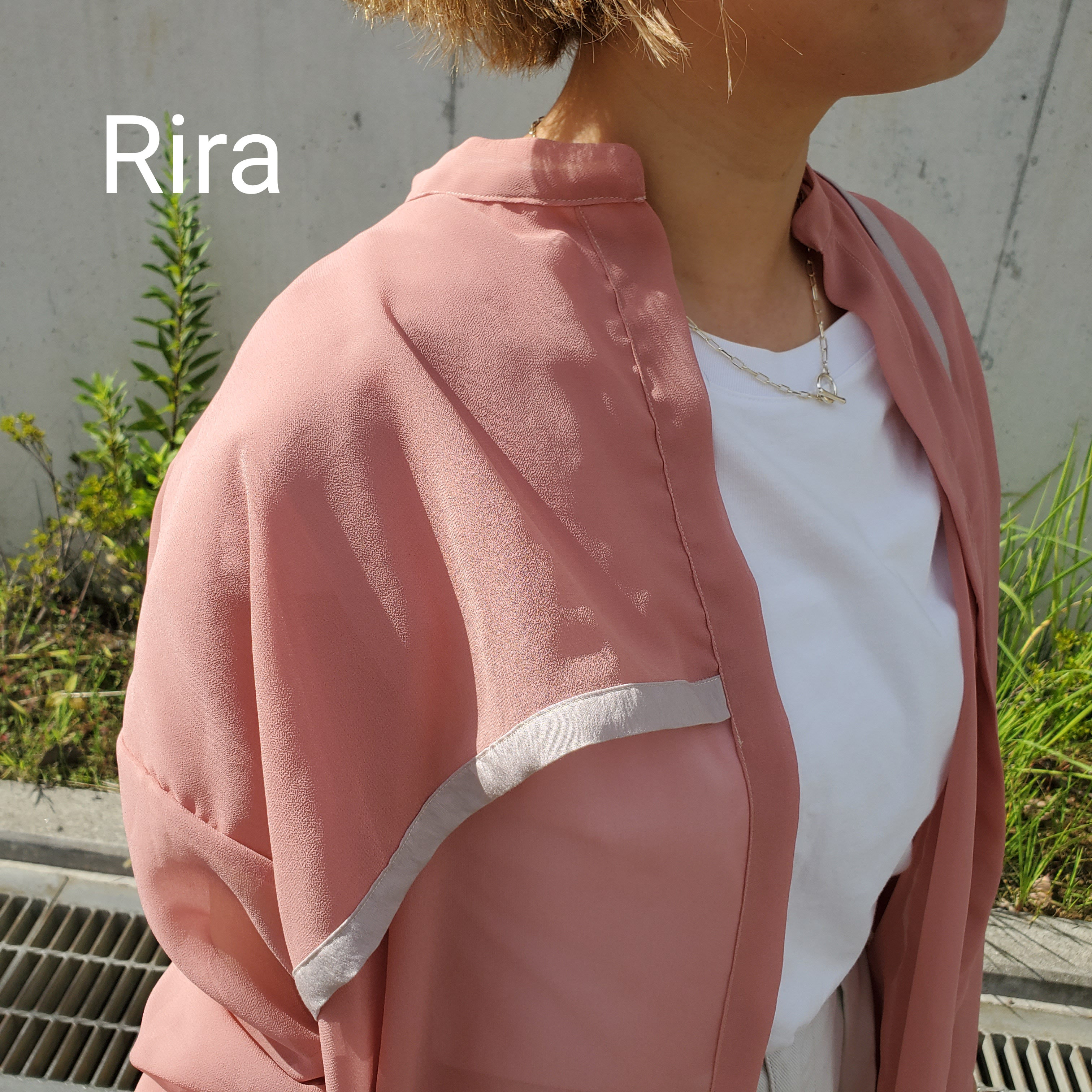 22年☆ビアズリー ロングシャツ ボリューム袖 バンドカラー
