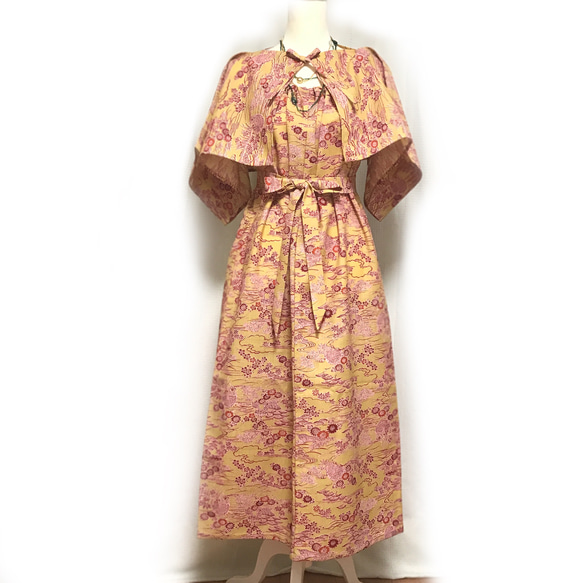 着物リメイク　ワンピース＆ボレロ 着物リメイク ドレス&七分丈ボレロのセット／キャミワンピース