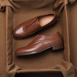3色 おじ靴 ビジネスシューズ 本革 天然皮革 レザー シューズ ローヒール プラット製法 オックスフォードシューズ 靴 8枚目の画像