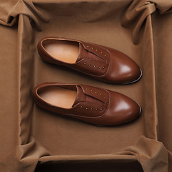 3色 おじ靴 ビジネスシューズ 本革 天然皮革 レザー シューズ ローヒール プラット製法 オックスフォードシューズ 靴 5枚目の画像