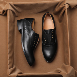 3色 おじ靴 ビジネスシューズ 本革 天然皮革 レザー シューズ ローヒール プラット製法 オックスフォードシューズ 靴 11枚目の画像