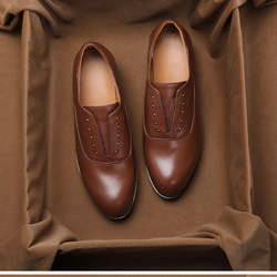 3色 おじ靴 ビジネスシューズ 本革 天然皮革 レザー シューズ ローヒール プラット製法 オックスフォードシューズ 靴 6枚目の画像