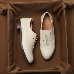 3色 おじ靴 ビジネスシューズ 本革 天然皮革 レザー シューズ ローヒール プラット製法 オックスフォードシューズ 靴 10枚目の画像