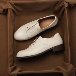 3色 おじ靴 ビジネスシューズ 本革 天然皮革 レザー シューズ ローヒール プラット製法 オックスフォードシューズ 靴 4枚目の画像