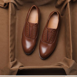 3色 おじ靴 ビジネスシューズ 本革 天然皮革 レザー シューズ ローヒール プラット製法 オックスフォードシューズ 靴 7枚目の画像