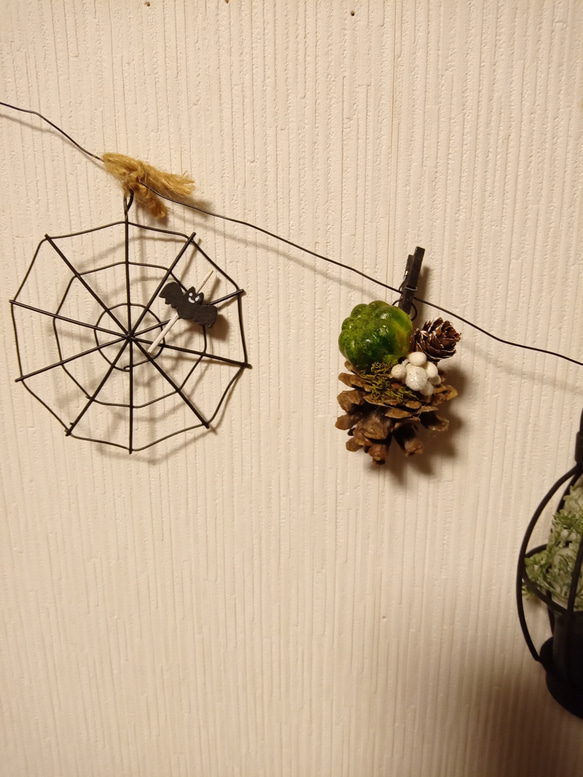 ハロウィンの蜘蛛の巣　ランタン風ガーランド＾＾LEDライト＾＾ 3枚目の画像