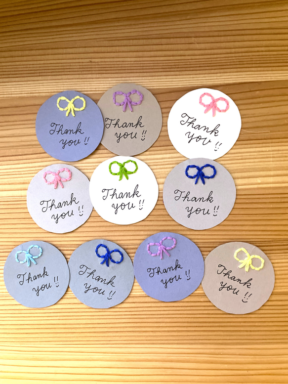 サンキューカード 紙刺繍 メッセージカード 刺繍 リボン メッセージ