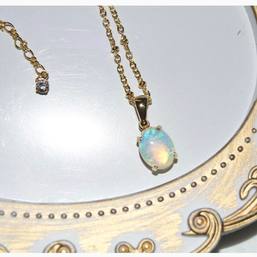 10月誕生石 天然石 ウォーターオパール ステーションチェーン