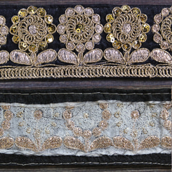 【１０cm単位】インド 刺繍 リボン レース：ブラック（IRL141） 2枚目の画像