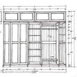 マンションリフォーム 壁面収納家具 アンティーク調 洋書スタイルワードローブ収納 オーダーメイド家具 LEDディスプレイ 4枚目の画像