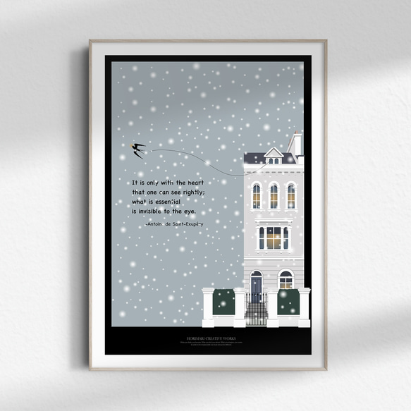 四季の街 冬2】インテリア アートポスター 冬空 雪 クリスマス