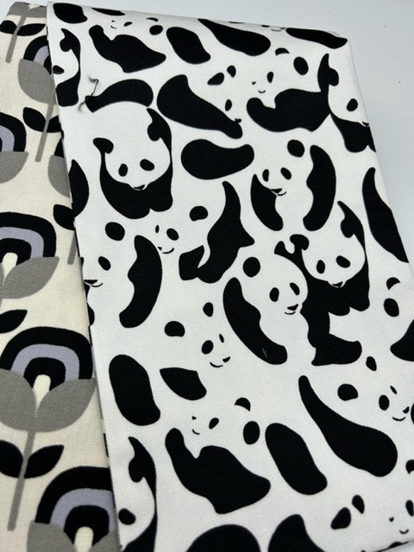 【スーパーゲリラ企画】4611木綿半幅帯　パンダ柄 帯単品売り 4枚目の画像