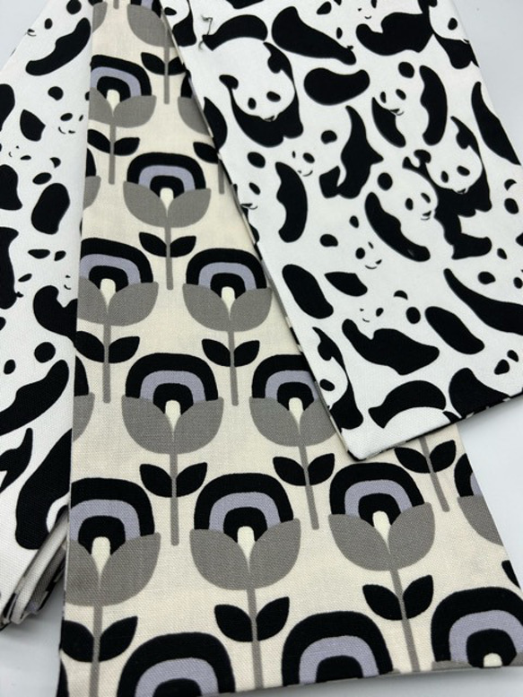 【スーパーゲリラ企画】4611木綿半幅帯　パンダ柄 帯単品売り 3枚目の画像
