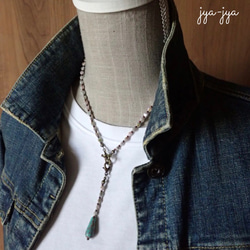 【2way】beads necklace - opaque turquoise 7枚目の画像