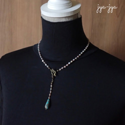 【2way】beads necklace - opaque turquoise 9枚目の画像