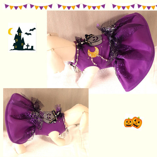 犬服ハンドメイド♡ミィモ♡ハロウィンワンピース♡ヘッドドレス 犬服ハンドメイド♡ミィモ♡ハロウィンワンピース♡ヘッドドレス