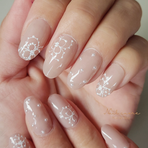 ドットフラワーネイル(計測用チップ込み)/ネイルチップ/ブライダル  