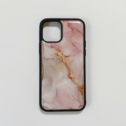 アルコールインクアート/iPhoneケース/スマホケース【pink beige】 4枚目の画像