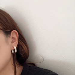 『silver950』 long square earring シルバー　イヤリング　大ぶり　フープ　縦長い　大きめ 8枚目の画像