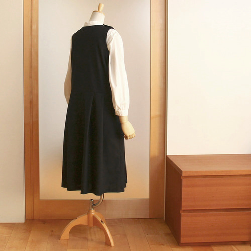 リゼッタ　ウールリネン　サイドリボン　ジャンパースカート　黒 No.863 Dressy Ribbon ジャンパースカート / 黒(Black