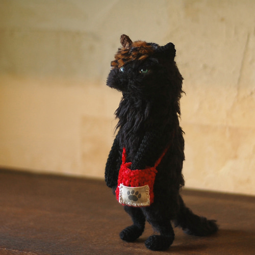 部分三毛柄の黒猫さん あみぐるみ knit'n pot 通販 16623741｜Creema