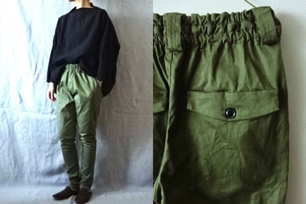 【受注制作】ミリタリーカーキ/ストレッチツイル　すらりパンツ