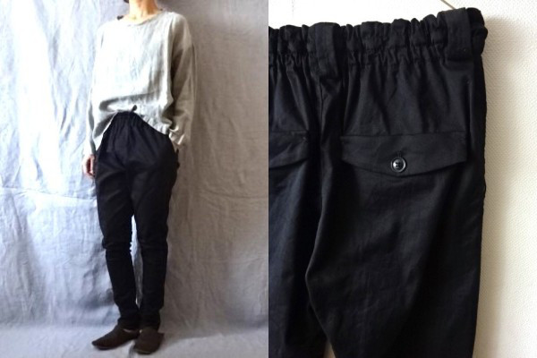 【受注制作】黒/ストレッチツイル　すらりパンツ
