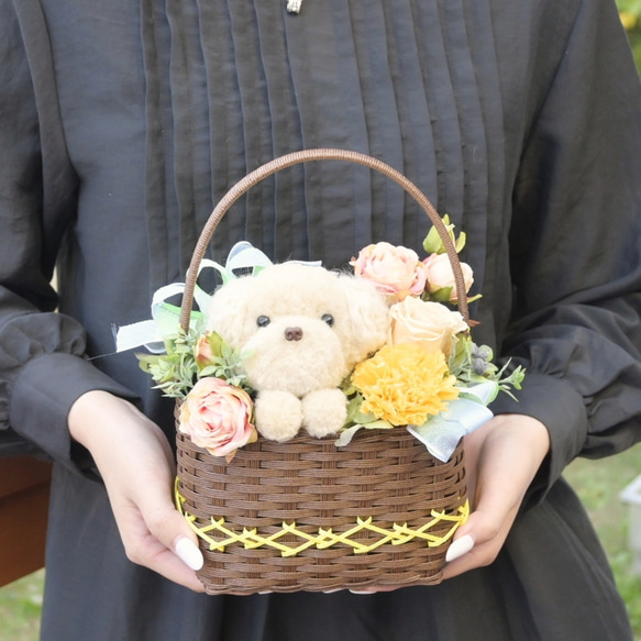 もこペット【猫・ピンクバスケット】プリザーブドフラワー カーネーション 花 誕生日 お祝い フラワーギフト ねこ 9枚目の画像