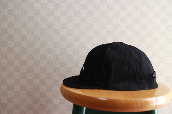 Over Size Short Tuba Cap Black Denim ロゴ 3枚目の画像