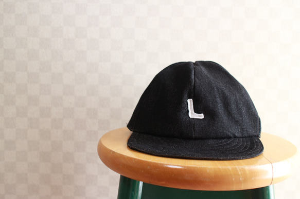 Over Size Short Tuba Cap Black Denim ロゴ 2枚目の画像