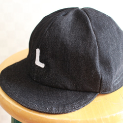 Over Size Short Tuba Cap Black Denim ロゴ 1枚目の画像