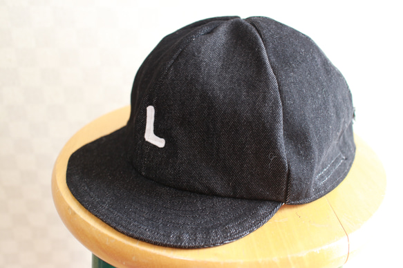 Over Size Short Tuba Cap Black Denim ロゴ 1枚目の画像