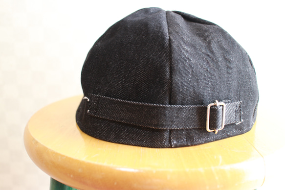 Over Size Short Tuba Cap Black Denim ロゴ 4枚目の画像