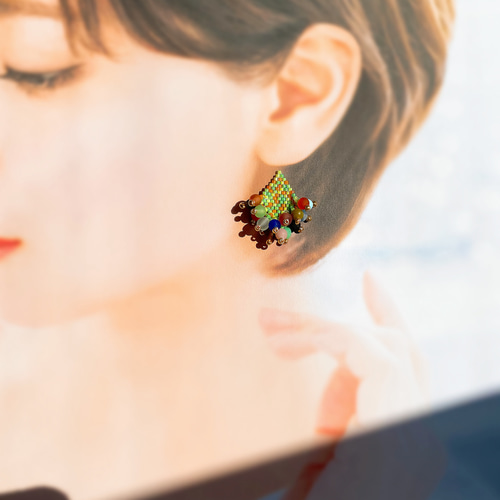 No.94【MIXカラー(艶無)】 ビーズステッチとインドビーズの  