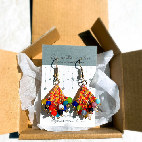 No.94【MIXカラー(艶無)】 ビーズステッチとインドビーズの  