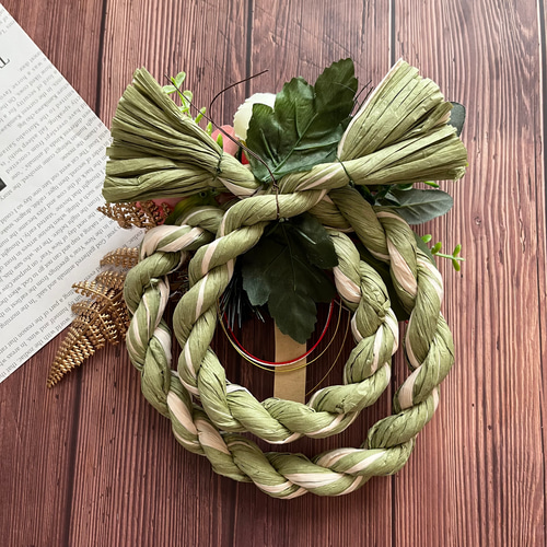 しめ縄リース❁︎2024❁︎ No.146 カラーしめ縄リース2024 ハンドメイドお正月飾り 玄関