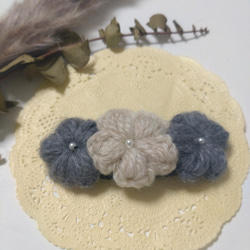 ラベンダーカラーのふわふわ5センチパッチンピン&2.5センチお花レジンヘアゴム ラベンダーカラーのふわふわ5センチパッチンピン&2.5センチお花レジン