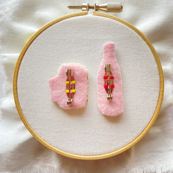 ビール刺繍ブローチセット(赤) 10枚目の画像